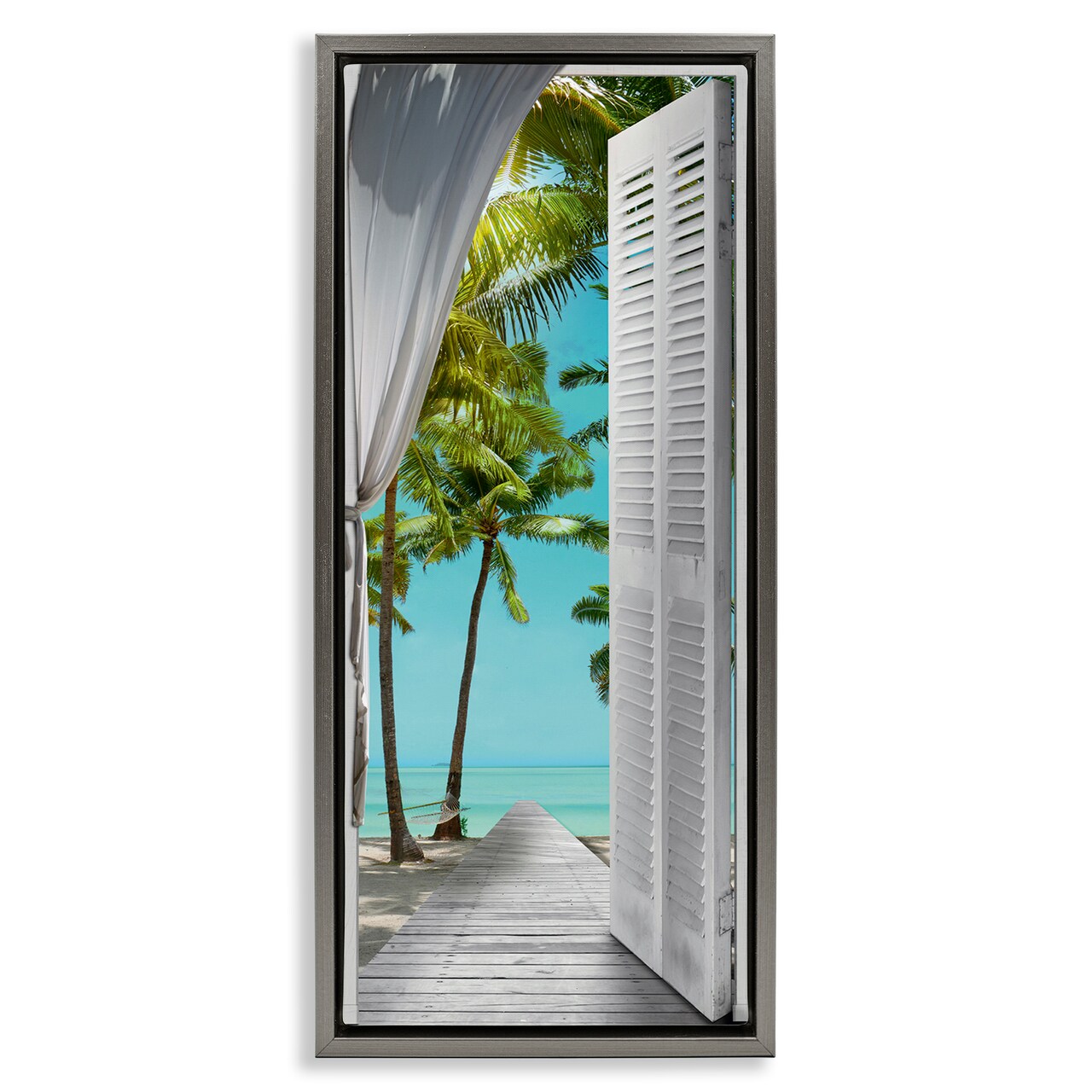Stupell Industries Tropical Beach Villa View Framed Floater Canvas Wall Art Design by Reinders